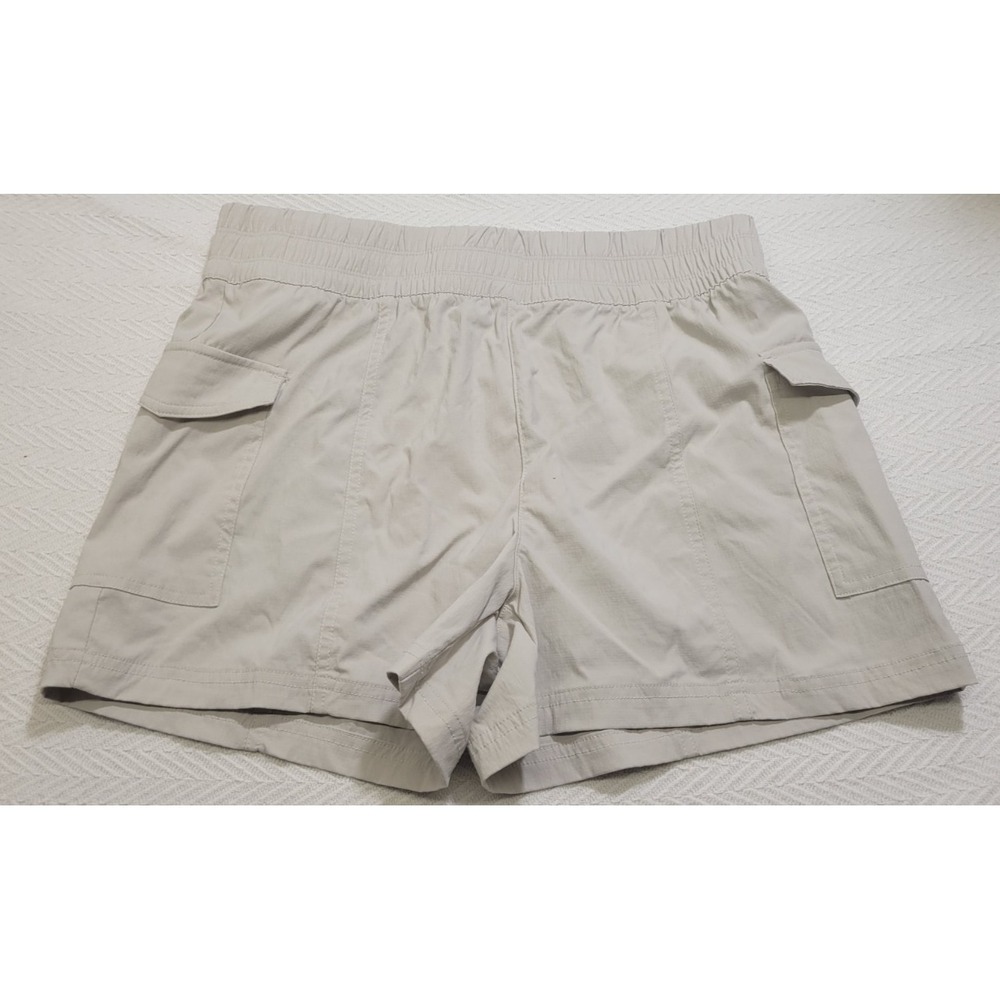 Yogalicious Trail Path Commuter Shorts Womens L Khaki Cargo Hiking Nylon